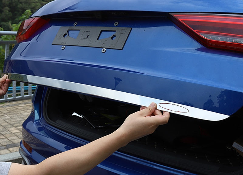 audi q3 f3 chrom kofferraum gepaeckraum abdeckung hinten leiste