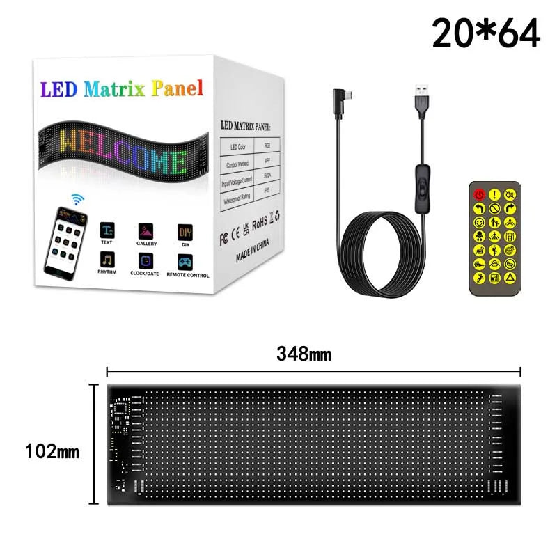 LED Matrix Pixel Panel Light Bluetooth App 5V USB Control Scrolling Advertising LED Car Sign Animation Programmable For Car Sho