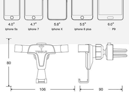 tesla model s x lueftung luftduesen mobiltelefon handy halter