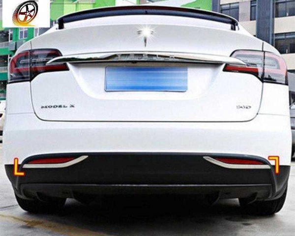 tesla model x chrom hinten nebelscheinwerfer licht abdeckung leiste