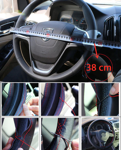 38cm universale auto lenkradabdeckung imitierte lederhuelle mit nahten