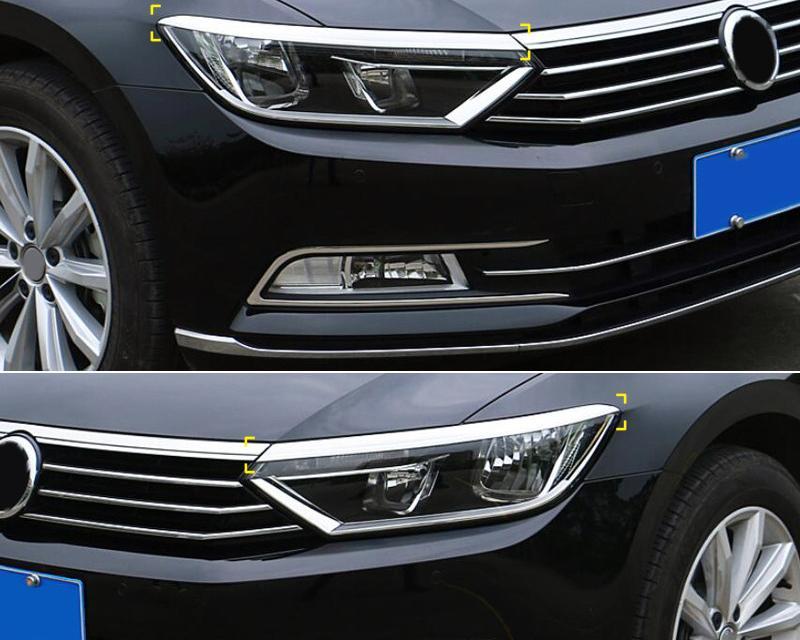 vw passat b8 edelstahl licht leuchte scheinwerfer vorne leiste abdeckung