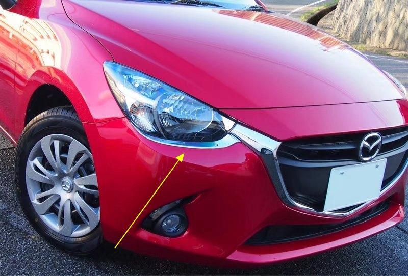 mazda 2 dj chrom scheinwerfer leuchte licht augenbraue abdeckung