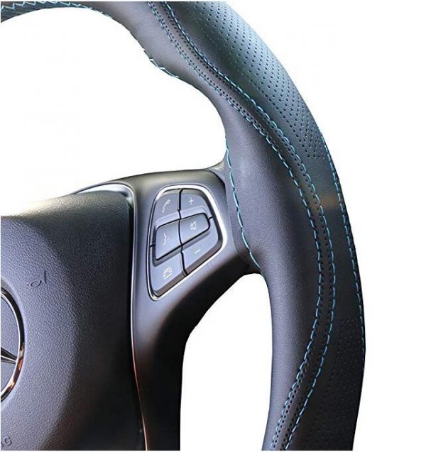 38cm universale auto lenkradabdeckung imitierte lederhuelle mit nahten