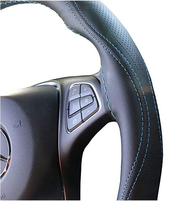 38cm universale auto lenkradabdeckung imitierte lederhuelle mit nahten