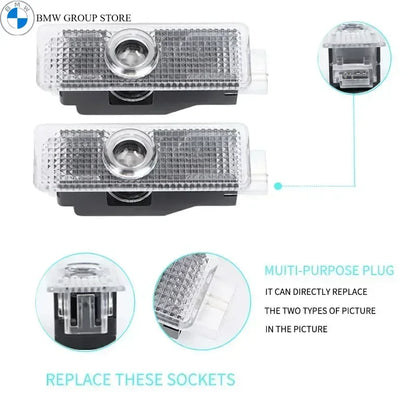 BMW GROUP 2/4Pcs Car HD LED Door Welcome Light For BMW X1 E84 X3 E83 F25 M3 E90 E91 E60 E70 F30 F10 X5 X6 E63 E67 F15 F16 E87