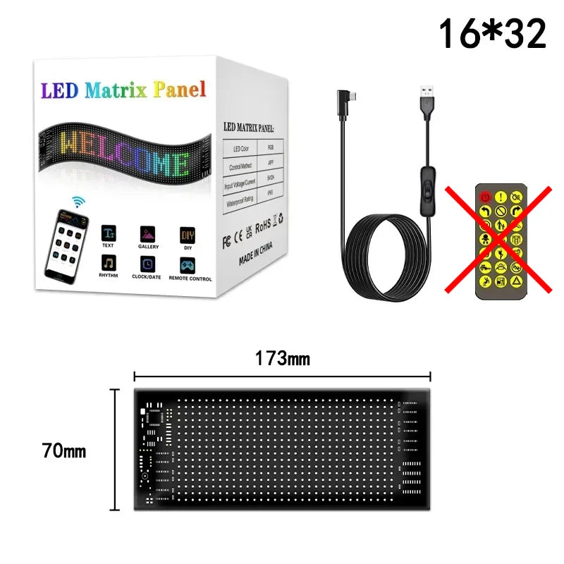 LED Matrix Pixel Panel Light Bluetooth App 5V USB  Control Scrolling Advertising LED Car Sign Animation Programmable For Car Sho