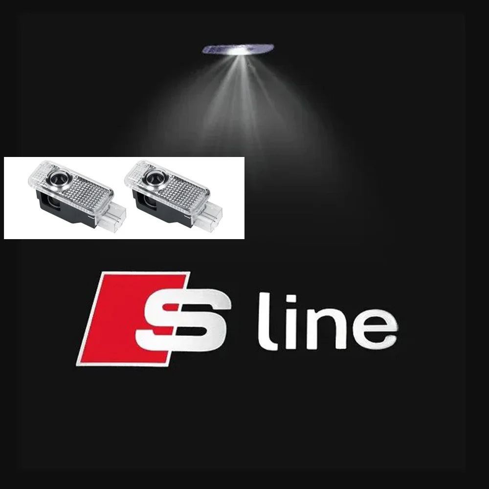 2pcs Car Door Welcome Lights for Audi A1 A3 8P 8V A4 A5 A6 A7 A8 Q3 Q5 Q7 Q8 Sline TT Logo Projector Ghost Shadow Lamp